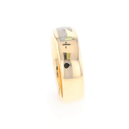 Gold Quartz Ring 3 Section Rectangle Inlaid Band