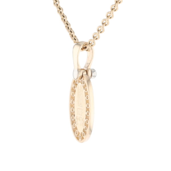 Gold Quartz Pendant Oval Inlaid with .22ctw Round Diamonds Halo (G1)