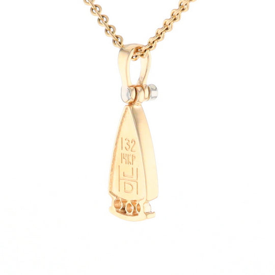 Gold Quartz Triangle Inlaid Pendant with 0.08ctw Diamonds - G2