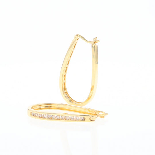 U-Shaped Channel Set Diamond Hoop Earrings