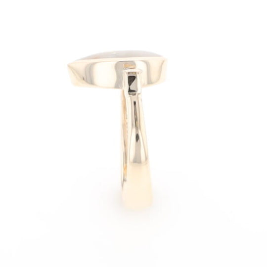 Gold Quartz Ring Pear Shape Inlaid with .18ctw Round Diamonds