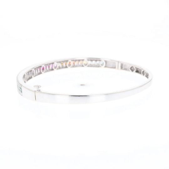 Multi-color Sapphire Cuff Bracelet with Diamond Accents