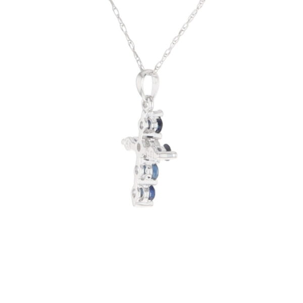 Small Blue Sapphire Cross Pendant