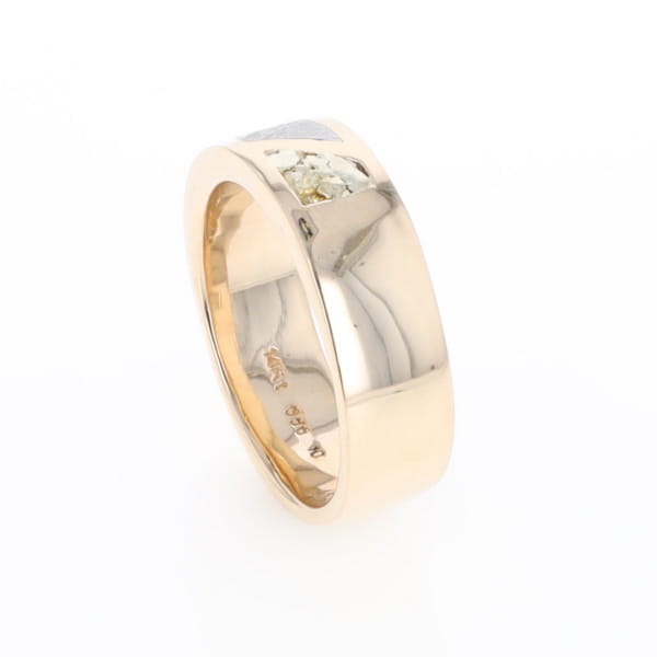 Meteorite Ring, Center Inlaid & Natural Nugget Sides