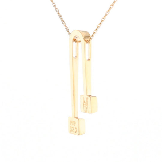 Gold Quartz 2 Square Curved Bar Pendant