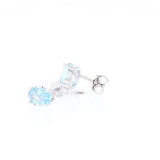 Oval Blue Topaz Stud Earrings