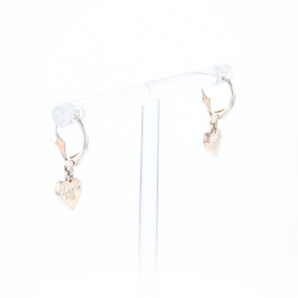 Silver Gold Quartz Inlaid Heart Earrings - G3