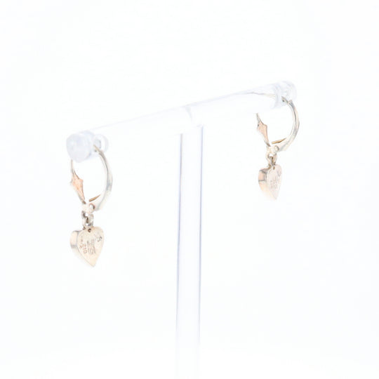 Silver Gold Quartz Inlaid Heart Earrings - G3