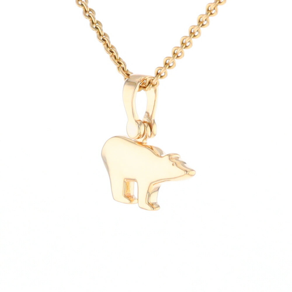 Gold Quartz Inlaid Polar Bear Pendant