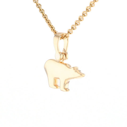 Gold Quartz Inlaid Polar Bear Pendant