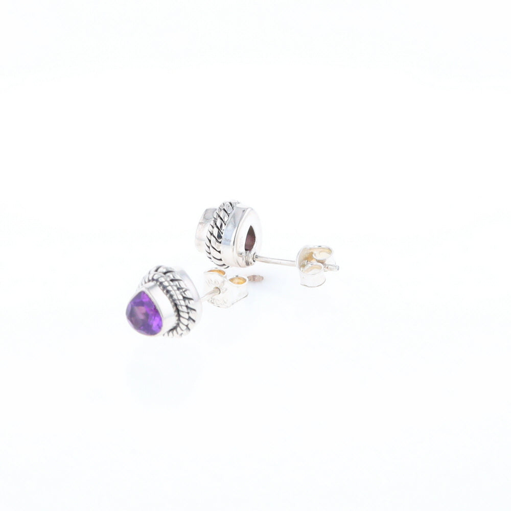 Native Amethyst Pear Stud Earrings