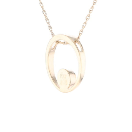 Gold Quartz Pendant Open Circle Design Round Inlay Pendant