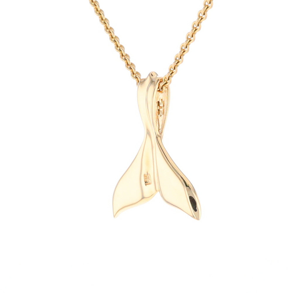 Whale Tail Necklaces Gold Quartz Double Sided Inlaid Sea Life Pendant