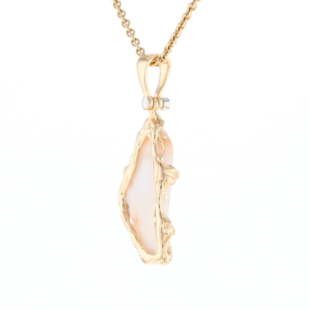 Gold Quartz Freeform Pendant