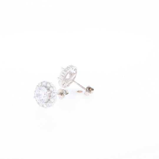 Cubic Zirconia Halo Stud Earrings