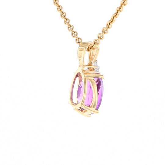 Oval Amethyst Diamond Pendant