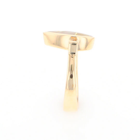 Gold Quartz Ring Pear Shape Inlaid with .18ctw Round Diamonds