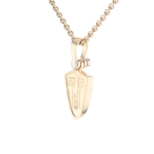 Gold Quartz Pendant Shield Shape Inlaid Pendant with .02ct Diamond