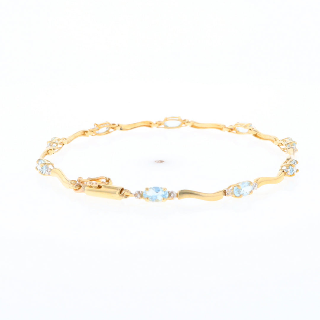 Aquamarine and Diamond Tennis Bracelet