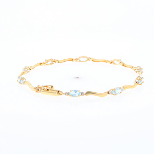 Aquamarine and Diamond Tennis Bracelet