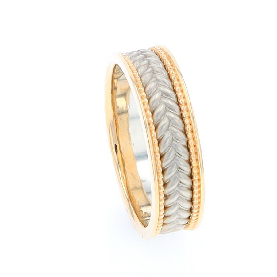 Braided White and Yellow Gold Men's Ring