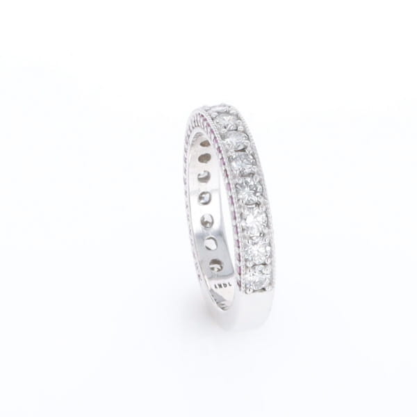 Diamond and Pink Sapphire Wedding Band