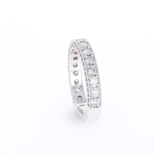 Diamond and Pink Sapphire Wedding Band