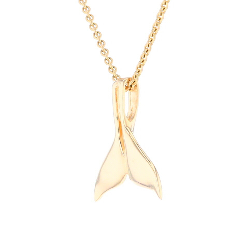 Whale Tail Necklaces Natural Gold Quartz Double Sided Inlaid Pendant