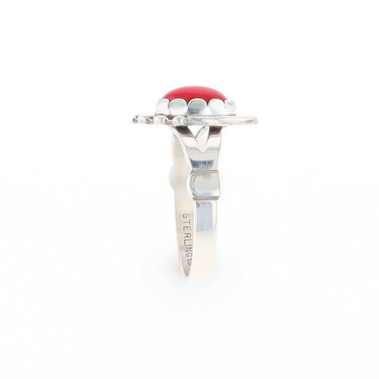 Native American Oval Coral Ring