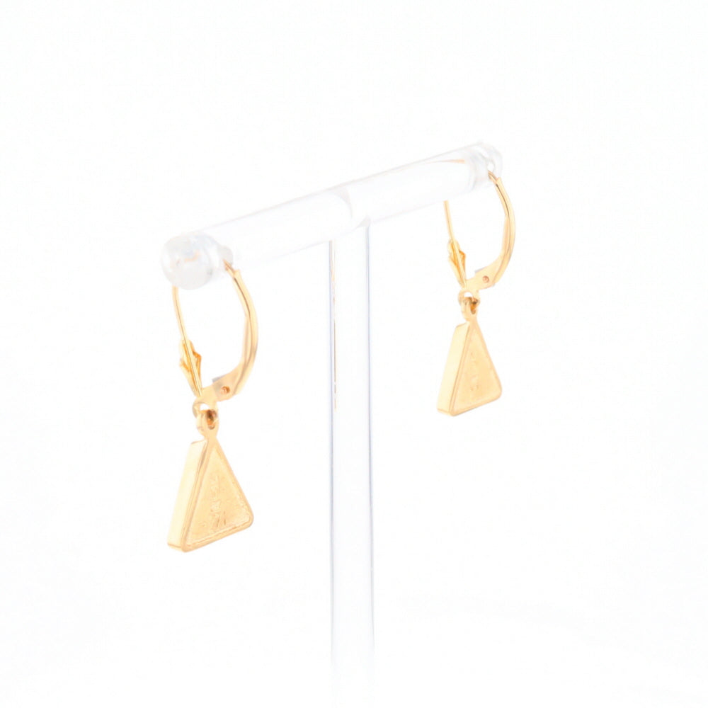 Gold Quartz Triangle Inlaid Earrings - G2