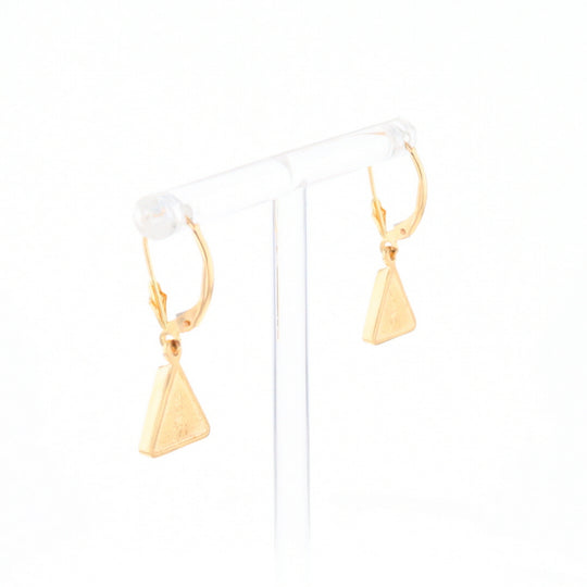 Gold Quartz Triangle Inlaid Earrings - G2