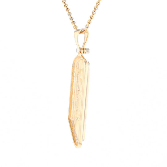 Gold Quartz Long Geometric Inlaid Pendant