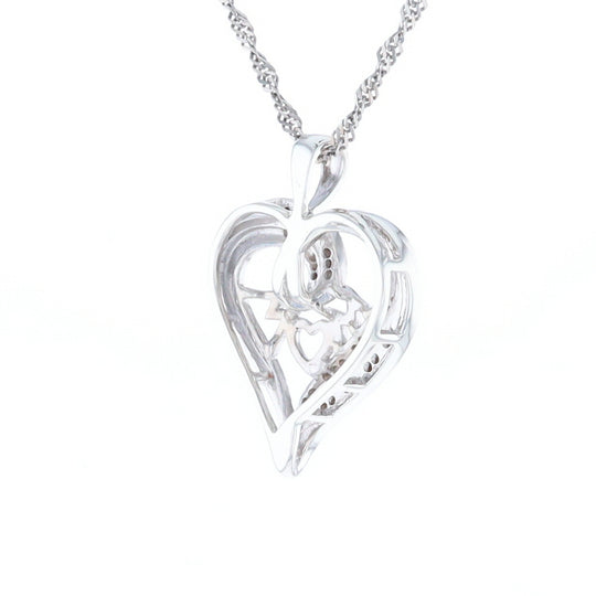 "MOM" Diamond Heart Pendant