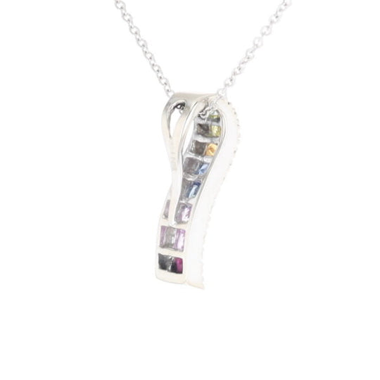 Multi-color Sapphire Necklace with Diamond Accents
