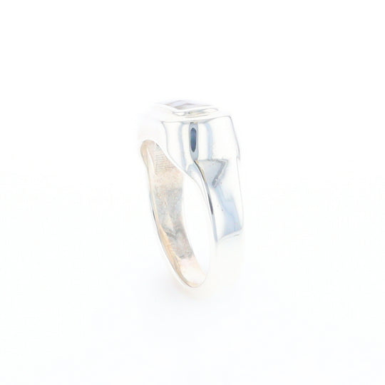 Sterling Silver Gold Quartz Inlaid Rectangular Ring - G3