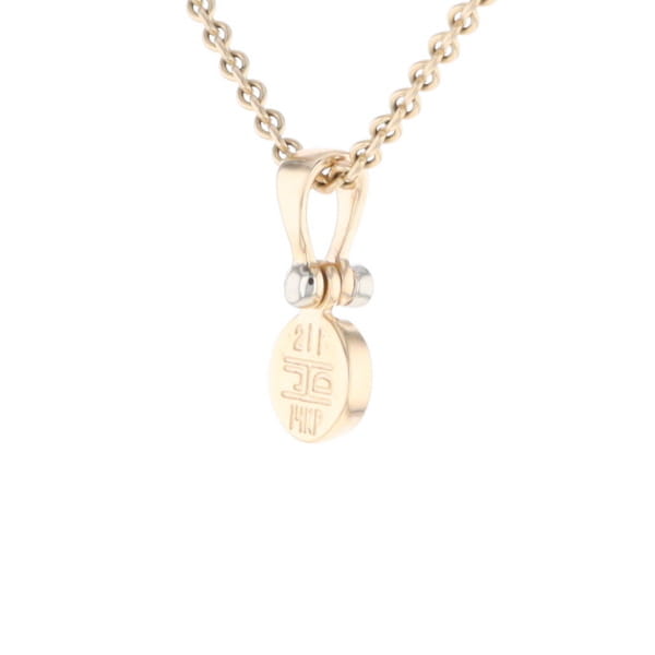 Gold Quartz Necklace Round Inlaid Pendant with .02ct Diamond