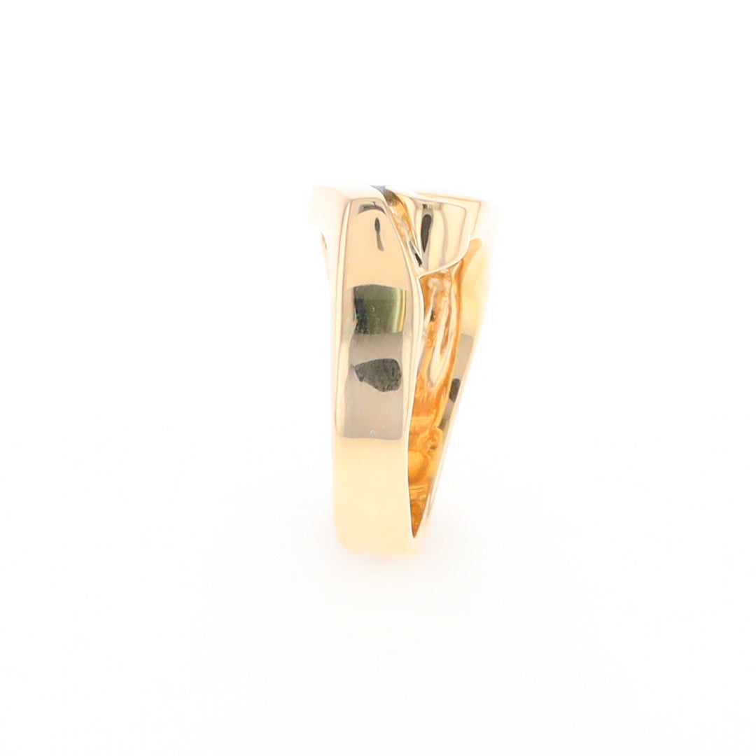 Gold Quartz Ring Geometric Shape Inlaid with 0.30ctw Round Diamonds