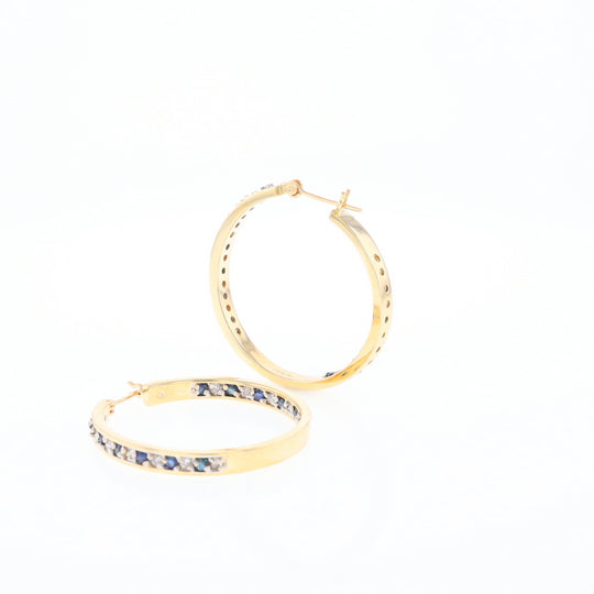 Sapphire & Diamond Hoop Earrings