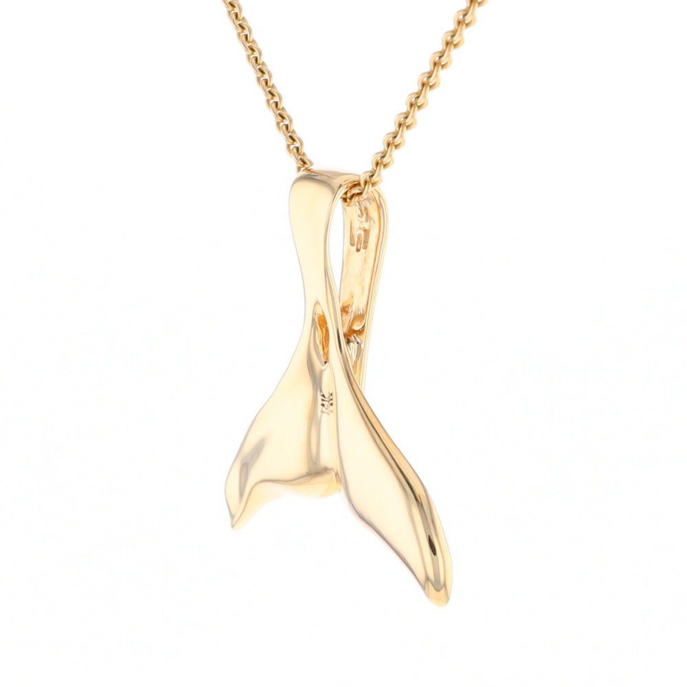 Whale Tail Natural Gold Quartz Single Side Inlaid Pendant