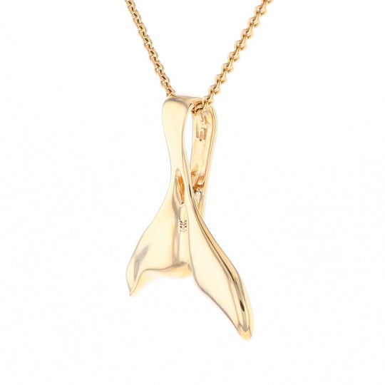 Whale Tail Natural Gold Quartz Single Side Inlaid Pendant