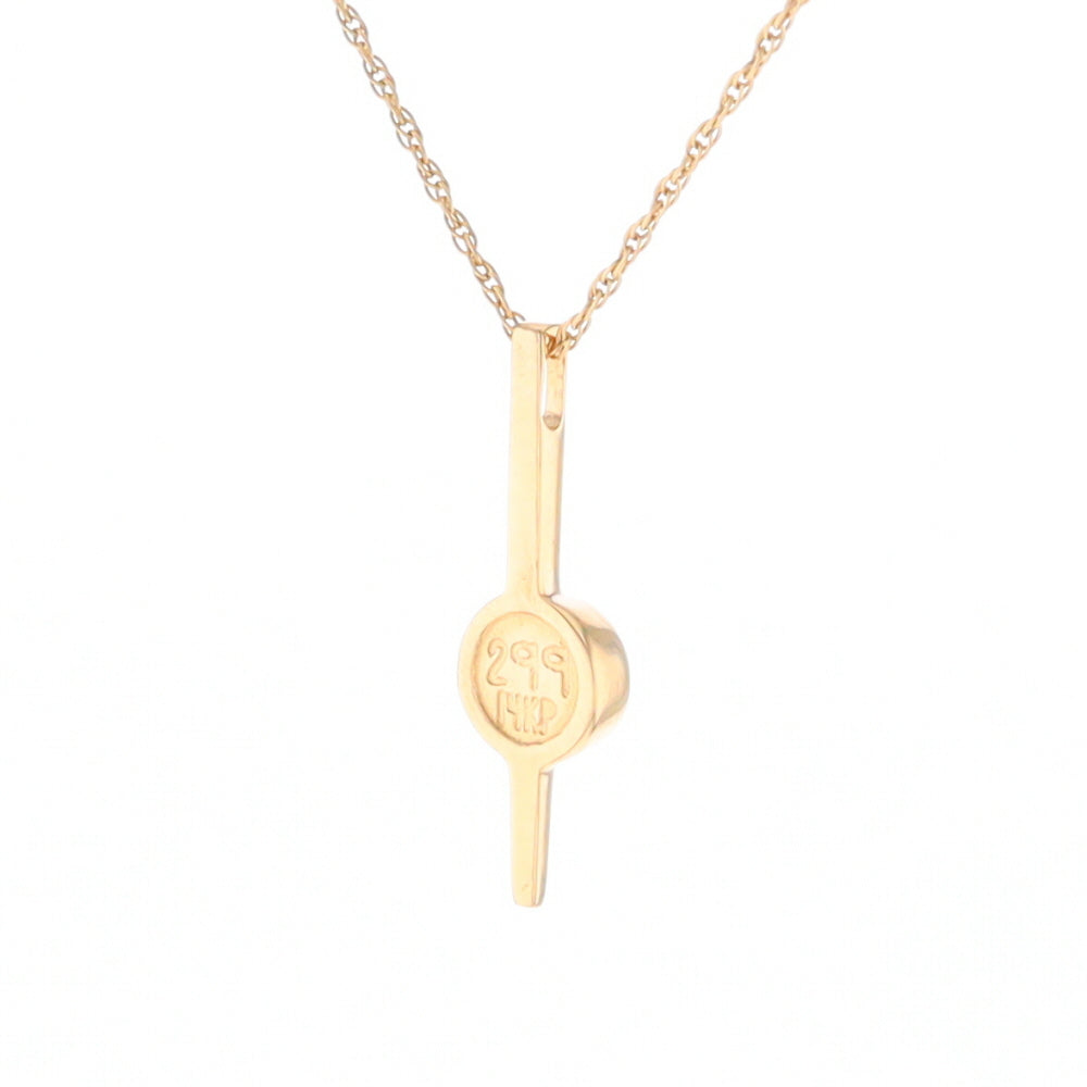 Gold Quartz Necklace Bar Design Round Superior Quality Inlaid Pendant