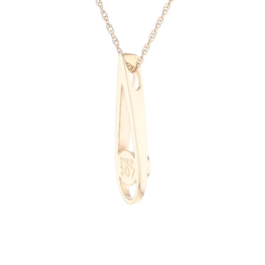 Open Teardrop Round Gold Quartz Inlaid Pendant
