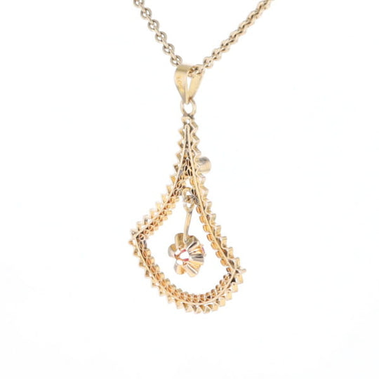 Vintage Buttercup Dangle Ruby Scrollwork Pendant