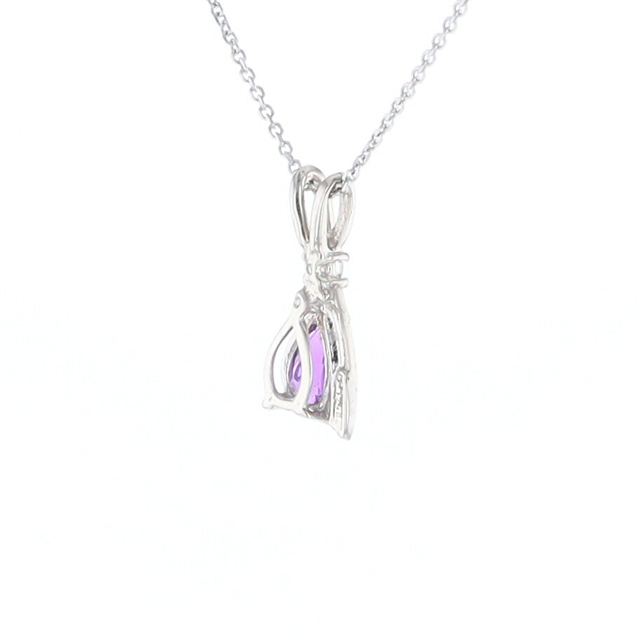 Amethyst Pear Ribbon Necklace