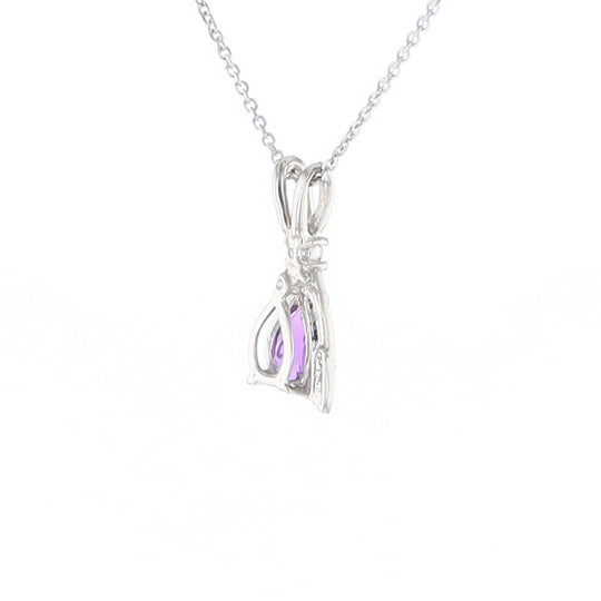 Amethyst Pear Ribbon Necklace