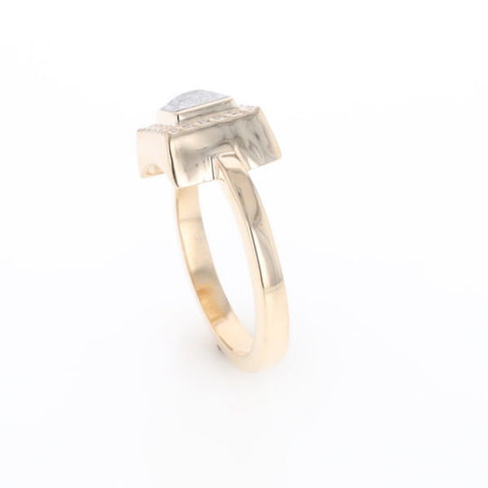 Meteorite Ring Square Inlaid Halo .14ctw Diamonds Design