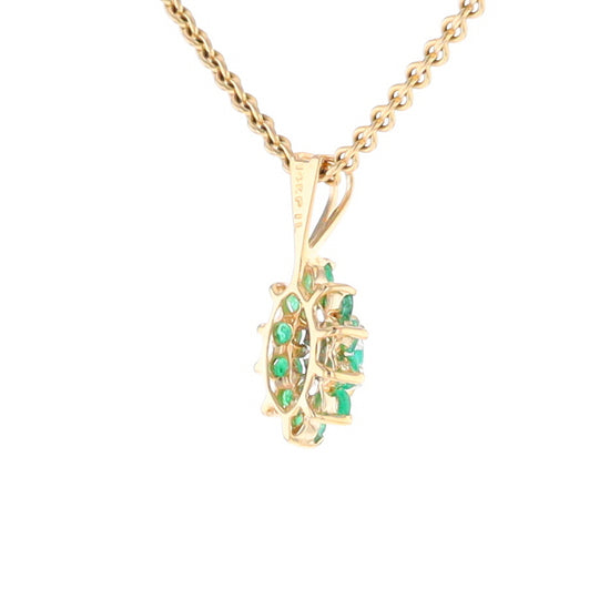 Marquise Shaped Emerald and Diamond Pendant