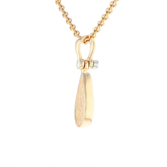 Gold Quartz Pendant Tear Drop Inlaid Design with .02ct Diamond