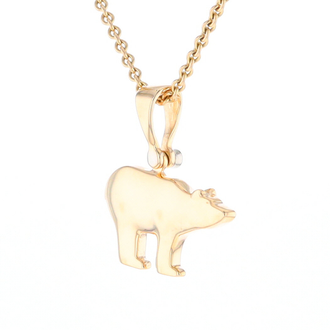 Gold Quartz Inlaid Polar Bear Pendant