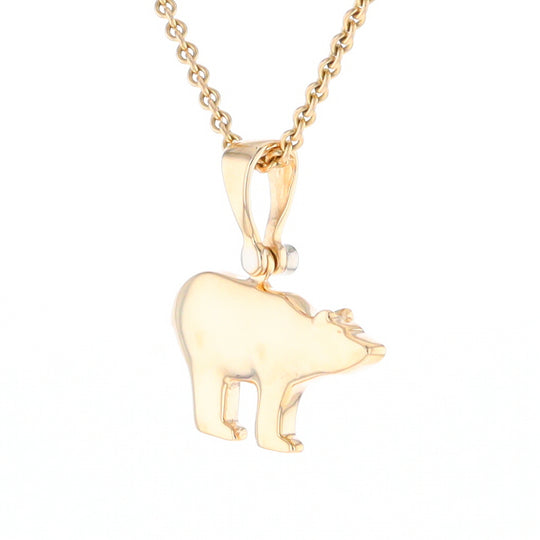 Gold Quartz Inlaid Polar Bear Pendant